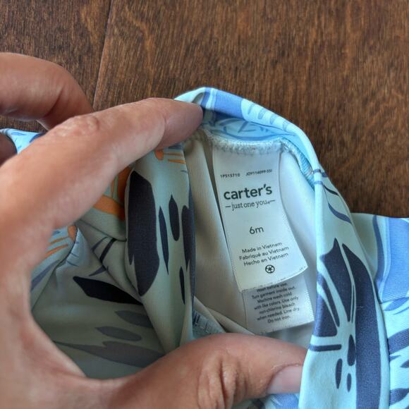 Carter's Boys 6 Month Swimsuit Rash Guard Long Sleeve Blue Boats - Picture 4 of 5